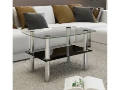 Mesa de centro | Mesa de apoio | Mesa de café em vidro.2 camadas^ Mesa De Centro