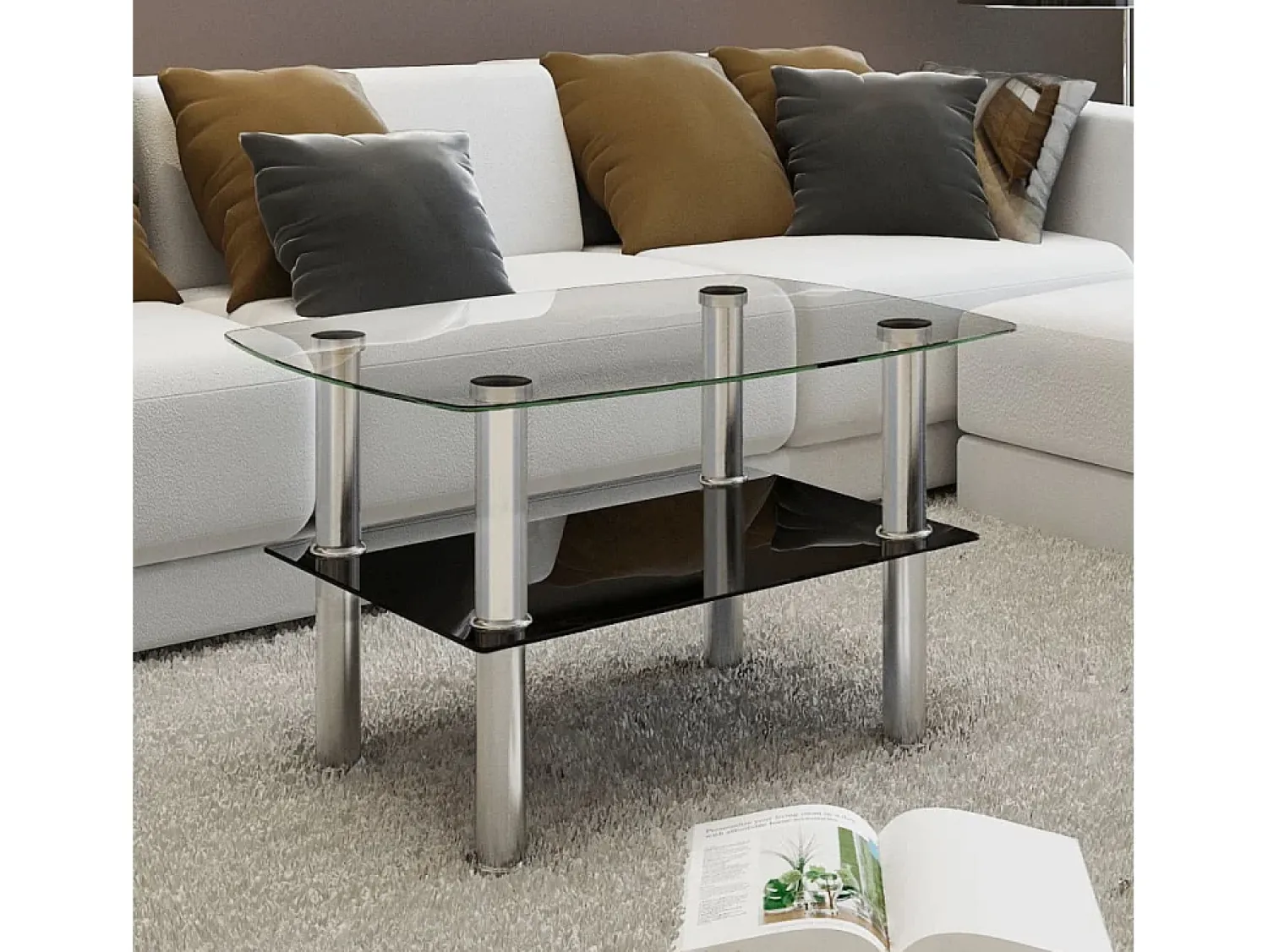 Mesa de centro | Mesa de apoio | Mesa de café em vidro.2 camadas^ Mesa De Centro