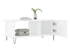 Mesa De Centro* Mesa de centro | Mesa de apoio 90x50x40 cm madeira processada brilhante Branco