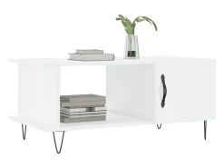 Mesa De Centro* Mesa de centro | Mesa de apoio 90x50x40 cm madeira processada brilhante Branco