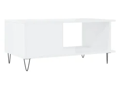 Mesa De Centro* Mesa de centro | Mesa de apoio 90x50x40 cm madeira processada brilhante Branco