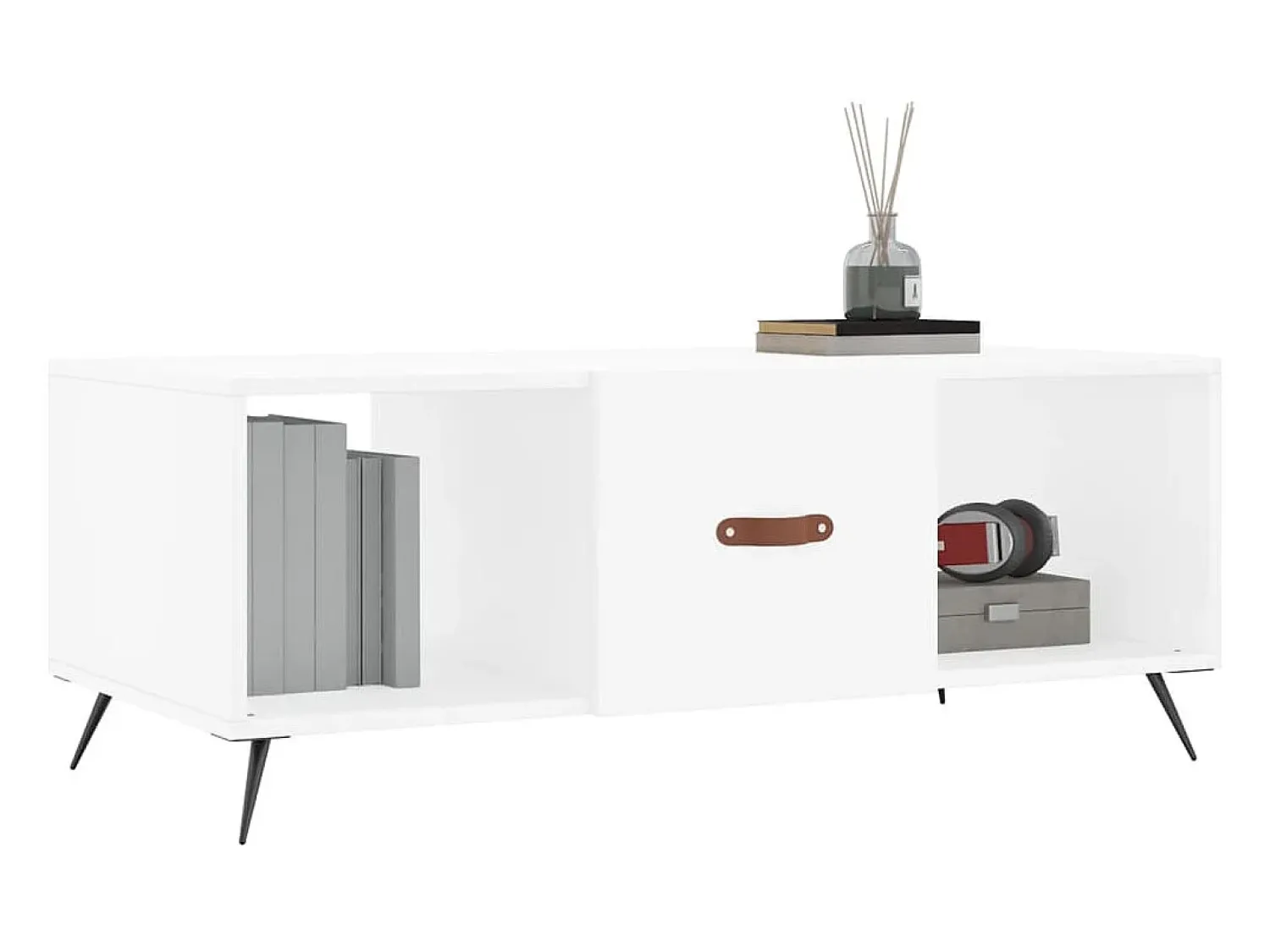 Mesa De Centro* Mesa de centro | Mesa de apoio 102x50x40 cm madeira processada Branco