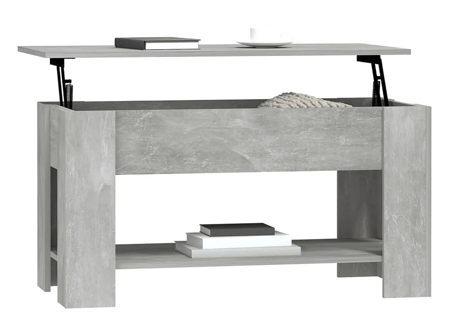 Mesa De Centro| Mesa de centro | Mesa de apoio 101x49x52 cm madeira processada cinza cimento Cinzento