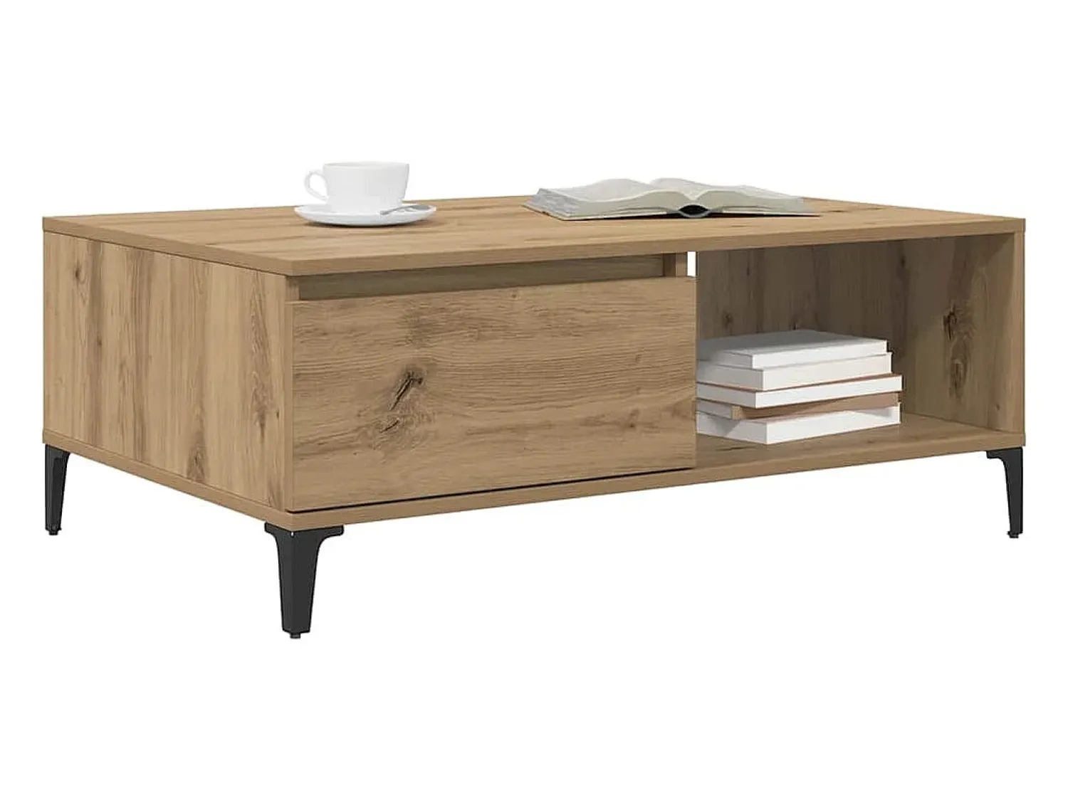 Mesa De Centro* Mesa de centro | Mesa de apoio carvalho artisiano 90x60x35 cm Castanho