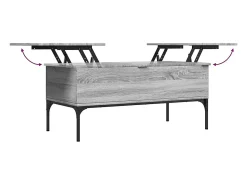 Mesa de centro | Mesa de apoio 100x50x45cm derivados madeira/metal cinza sonoma^ Mesa De Centro