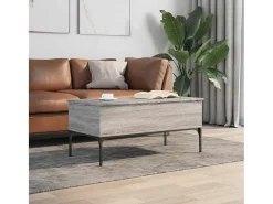 Mesa de centro | Mesa de apoio 100x50x45cm derivados madeira/metal cinza sonoma^ Mesa De Centro