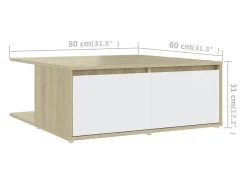 Mesa De Centro* Mesa de centro | Mesa de apoio derivados de madeira e carvalho sonoma Branco