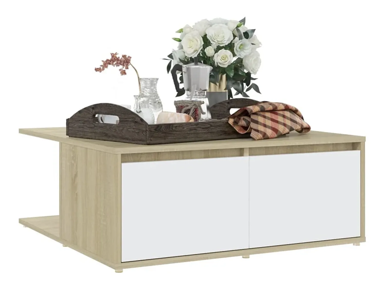 Mesa De Centro* Mesa de centro | Mesa de apoio derivados de madeira e carvalho sonoma Branco