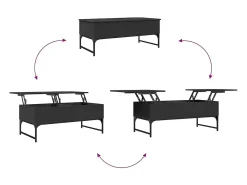 Mesa De Centro| Mesa de centro | Mesa de apoio 100x50x40 cm derivados de madeira/metal Preto