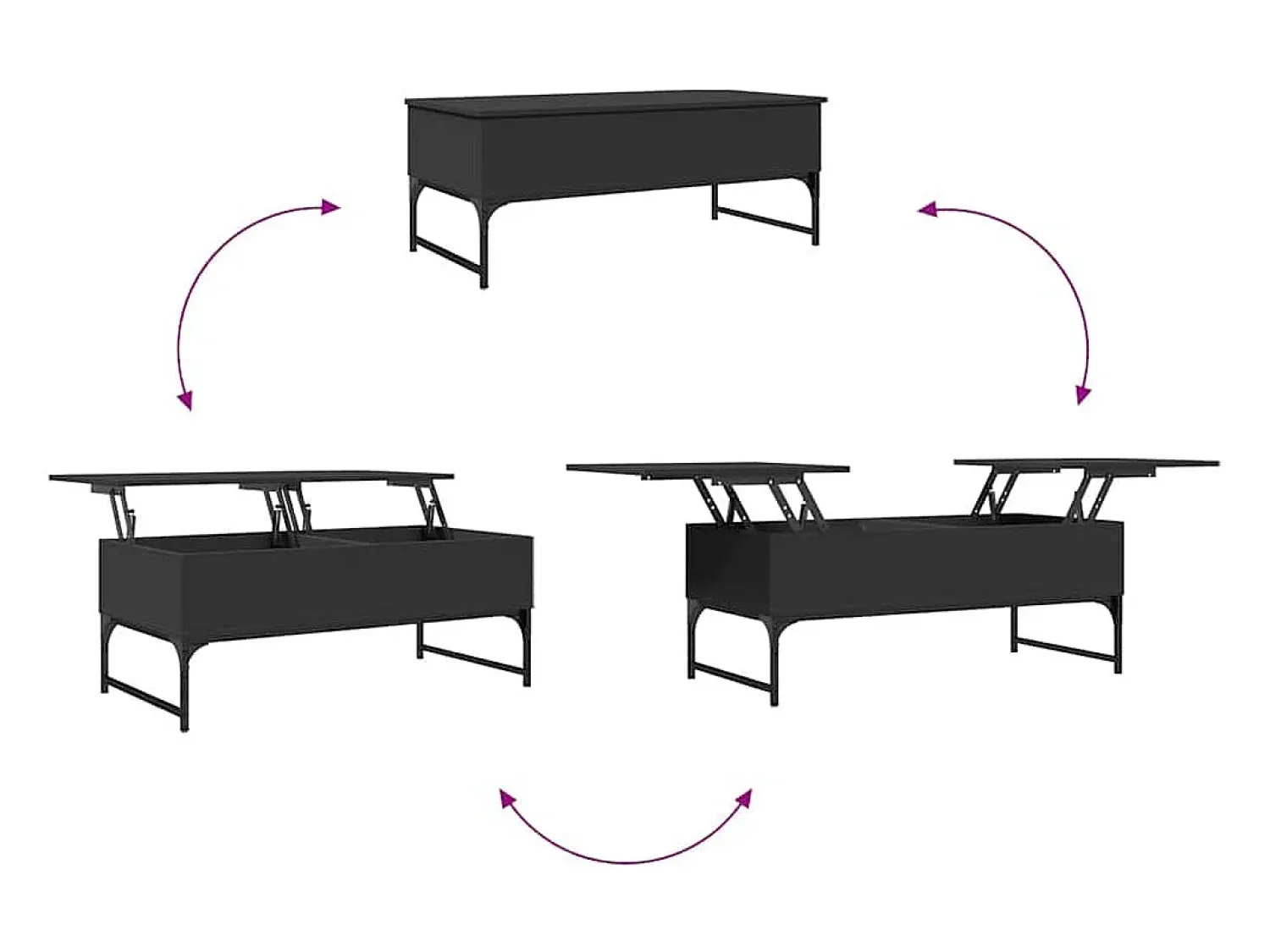Mesa De Centro| Mesa de centro | Mesa de apoio 100x50x40 cm derivados de madeira/metal Preto