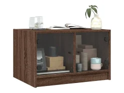 Sale Mesa de centro | Mesa de apoio c/ portas de vidro 68x50x42 cm carvalho Castanho