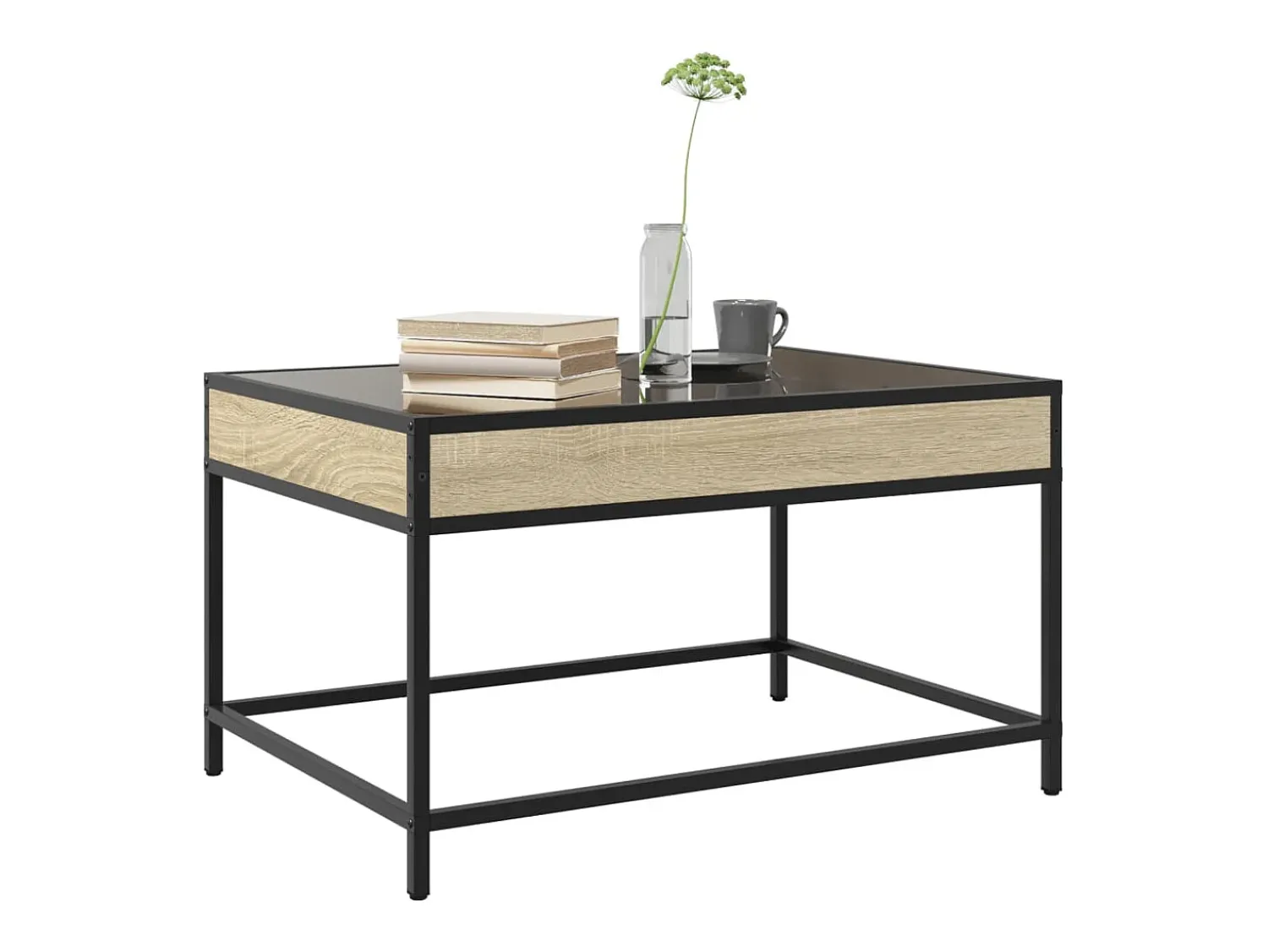 Hot Mesa de centro | Mesa de apoio luzes LED Infinity 70x50x41 cm carvalho sonoma Castanho