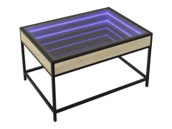 Hot Mesa de centro | Mesa de apoio luzes LED Infinity 70x50x41 cm carvalho sonoma Castanho