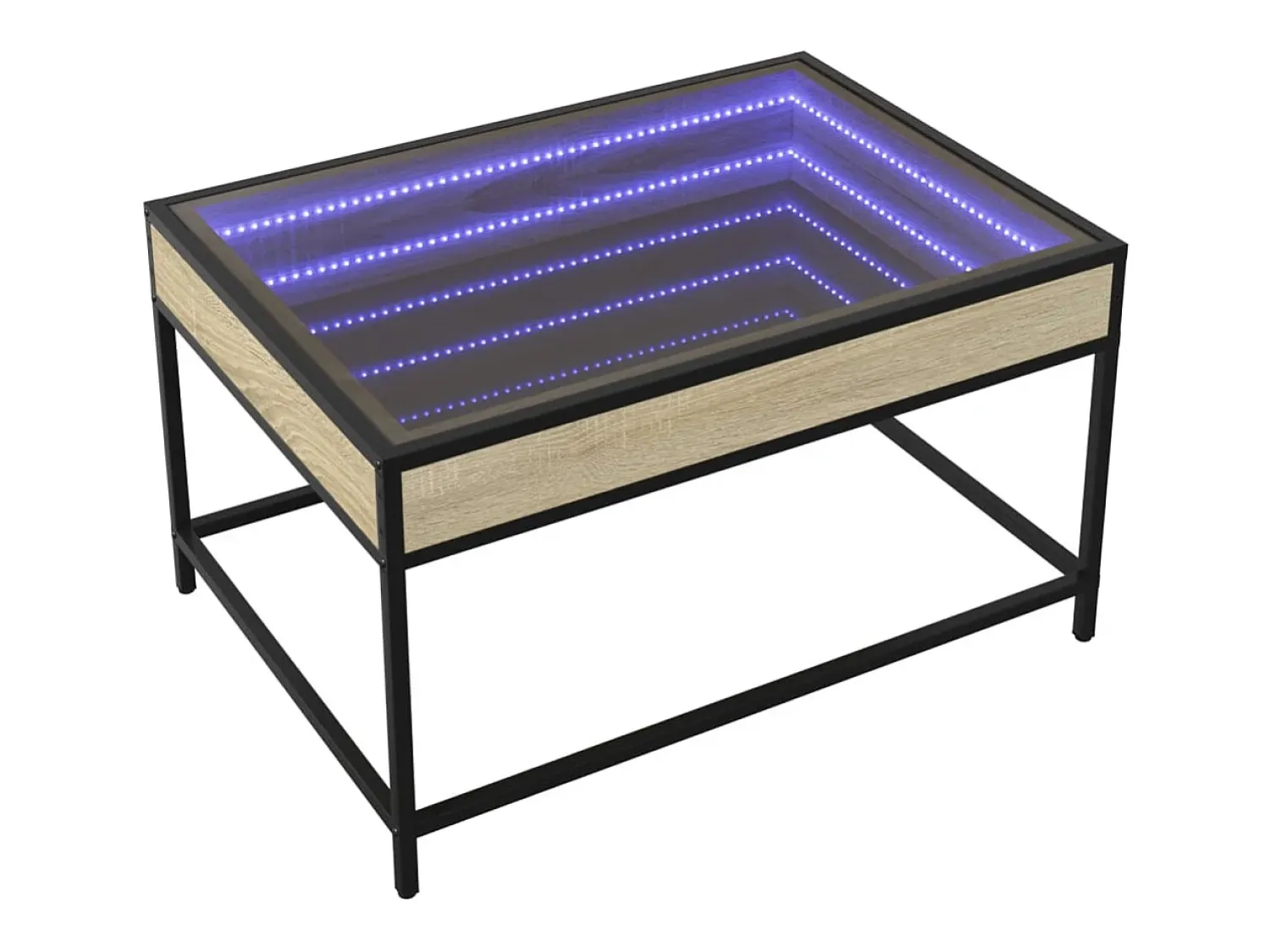 Hot Mesa de centro | Mesa de apoio luzes LED Infinity 70x50x41 cm carvalho sonoma Castanho