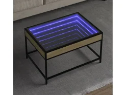 Hot Mesa de centro | Mesa de apoio luzes LED Infinity 70x50x41 cm carvalho sonoma Castanho