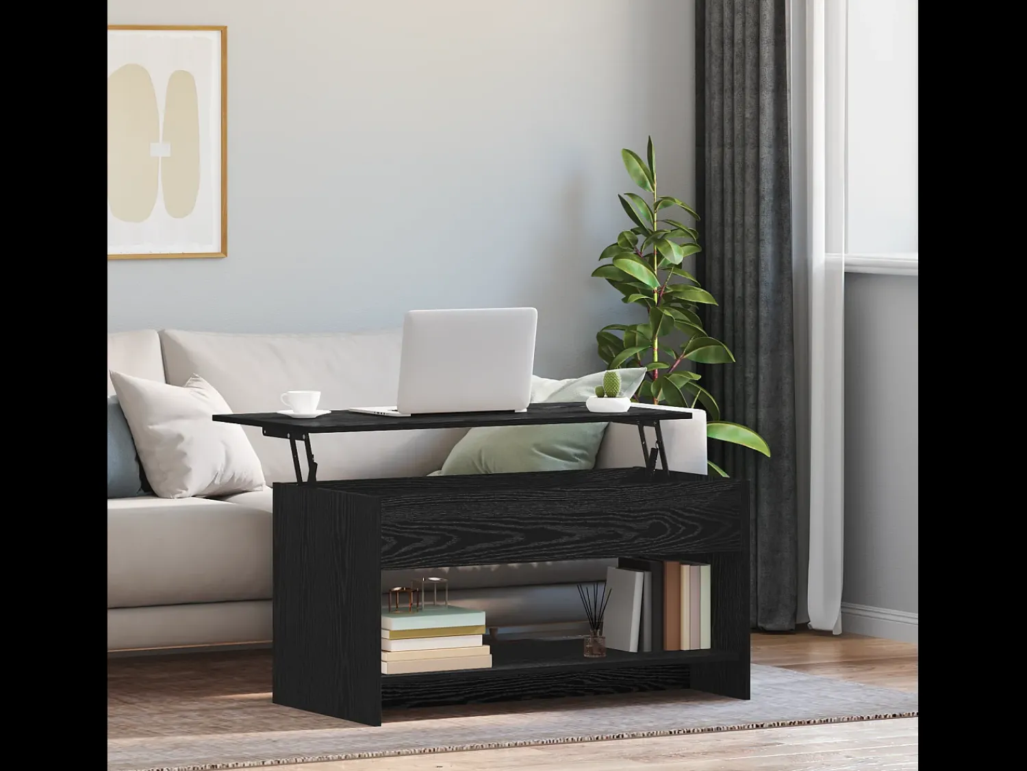 Mesa De Centro* Mesa de centro | Mesa de apoio Carvalho 80x50.5x41.5 cm Preto