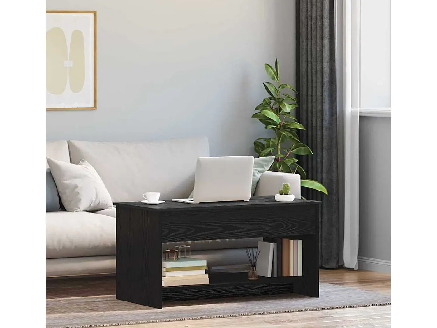 Mesa De Centro* Mesa de centro | Mesa de apoio Carvalho 80x50.5x41.5 cm Preto