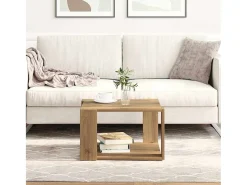 New Mesa de centro | Mesa de apoio carvalho artisiano 51.5x51.5x30 cm Bege