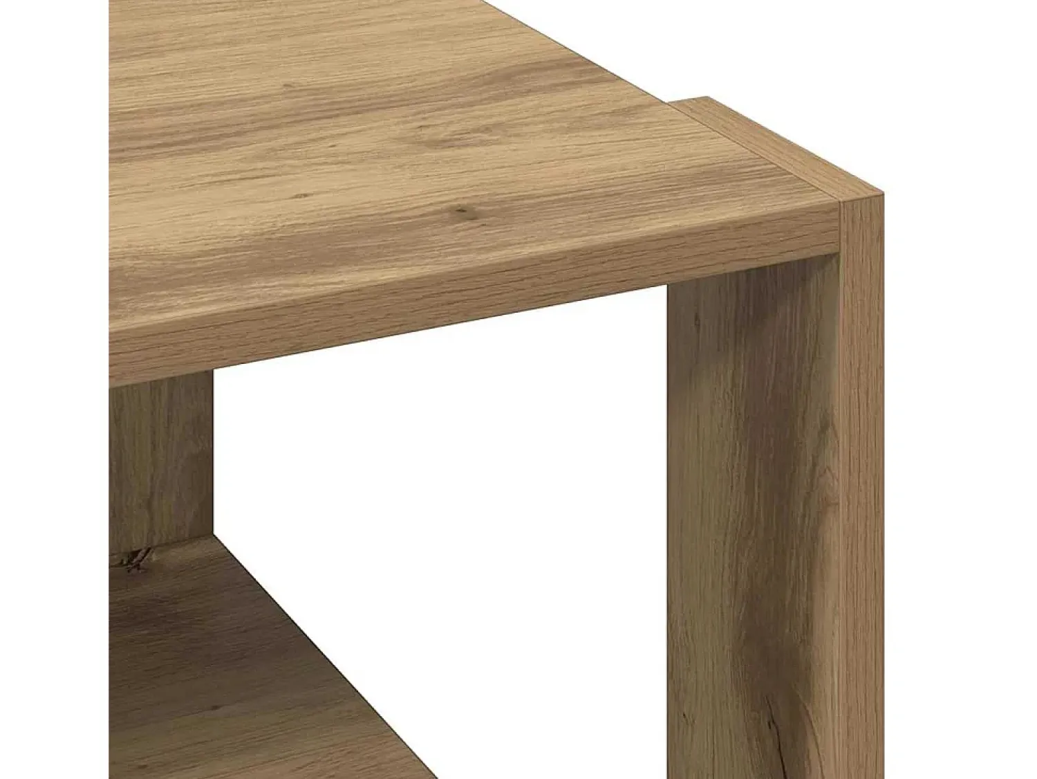 New Mesa de centro | Mesa de apoio carvalho artisiano 51.5x51.5x30 cm Bege