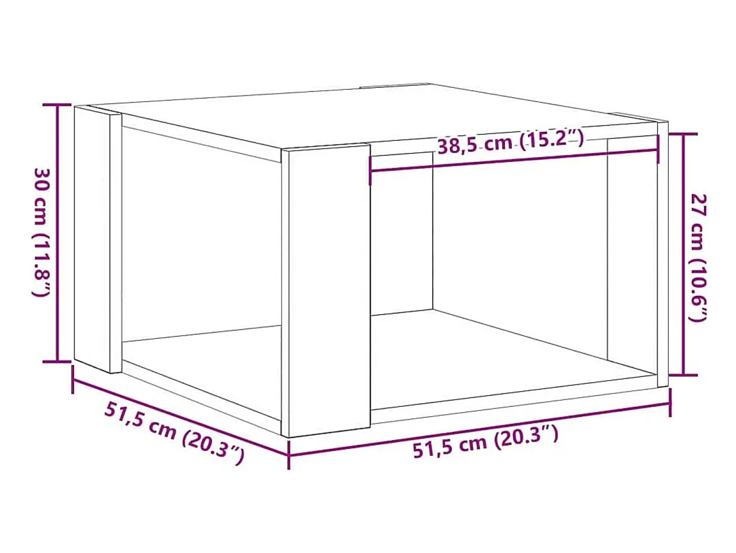 New Mesa de centro | Mesa de apoio carvalho artisiano 51.5x51.5x30 cm Bege