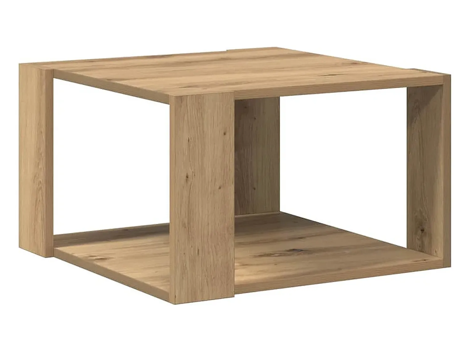 New Mesa de centro | Mesa de apoio carvalho artisiano 51.5x51.5x30 cm Bege