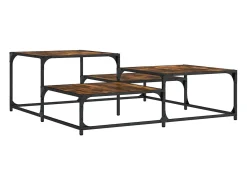 Mesa De Centro| Mesa de centro | Mesa de apoio 107x107x40 cm derivados madeira carvalho fumado Castanho