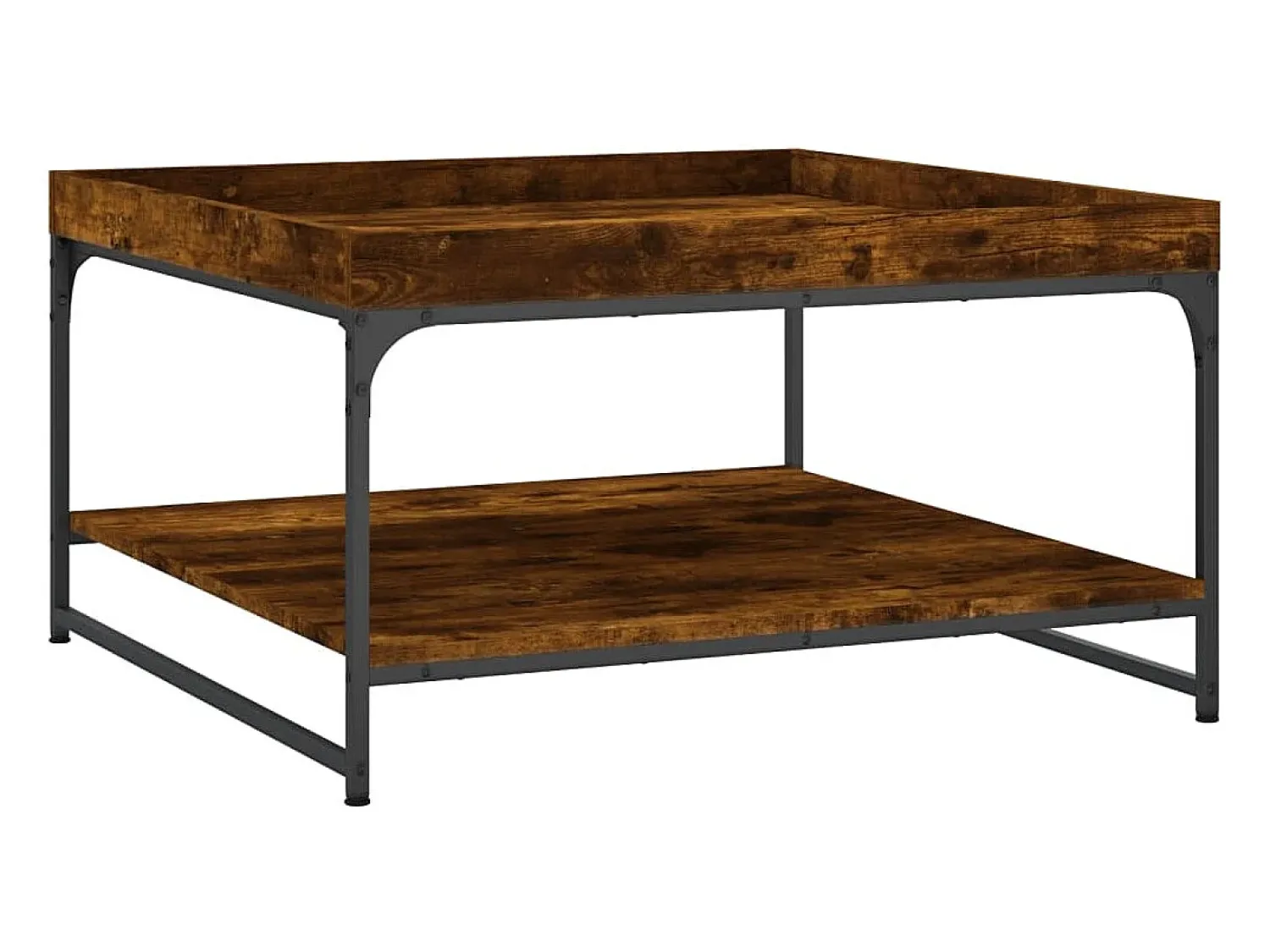 Mesa de centro | Mesa de apoio 80x80x45 cm deriv. madeira/ferro carvalho fumado^ Mesa De Centro