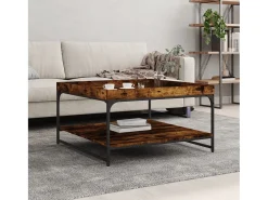 Mesa de centro | Mesa de apoio 80x80x45 cm deriv. madeira/ferro carvalho fumado^ Mesa De Centro