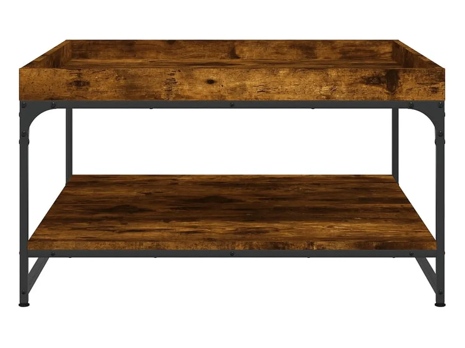 Mesa de centro | Mesa de apoio 80x80x45 cm deriv. madeira/ferro carvalho fumado^ Mesa De Centro