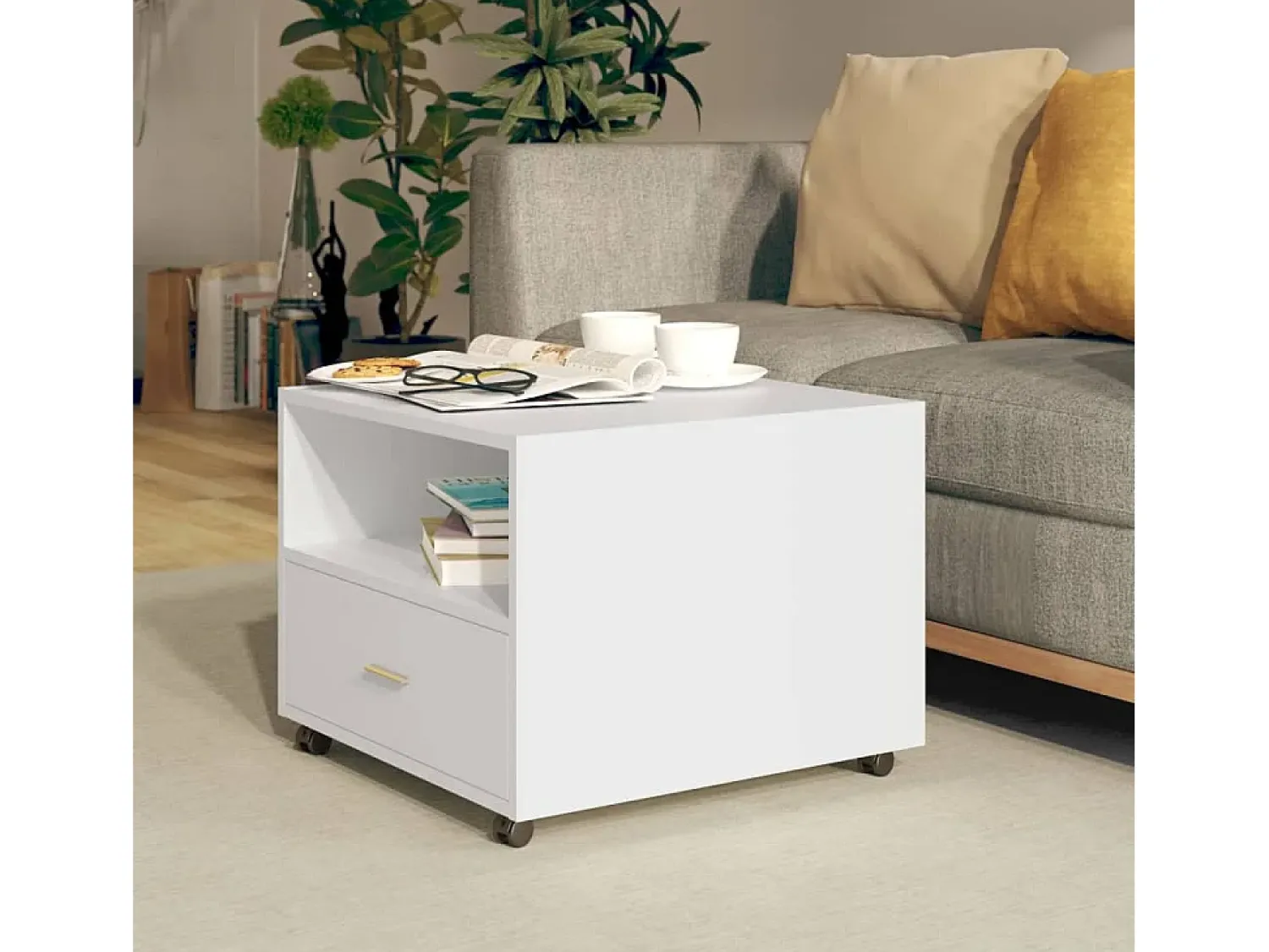Online Mesa de centro | Mesa de apoio 55x55x40 cm derivados de madeira Branco