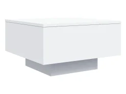 Mesa De Centro* Mesa de centro | Mesa de apoio com luzes LED 55x55x31 cm Branco