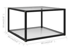 Mesa De Centro| Mesa de centro | Mesa de apoio 60x60x35 cm vidro temperado Transparente