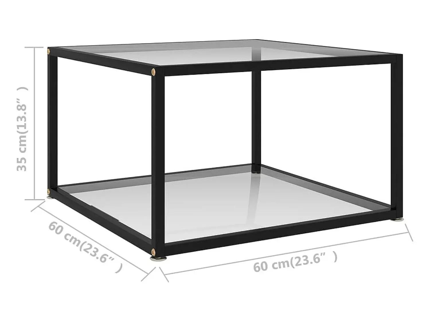 Mesa De Centro| Mesa de centro | Mesa de apoio 60x60x35 cm vidro temperado Transparente