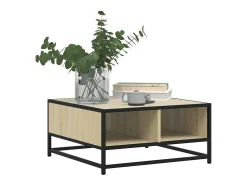 Mesa de centro | Mesa de apoio derivados de madeira e metal carvalho sonoma Castanho