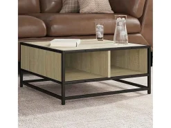 Mesa de centro | Mesa de apoio derivados de madeira e metal carvalho sonoma Castanho