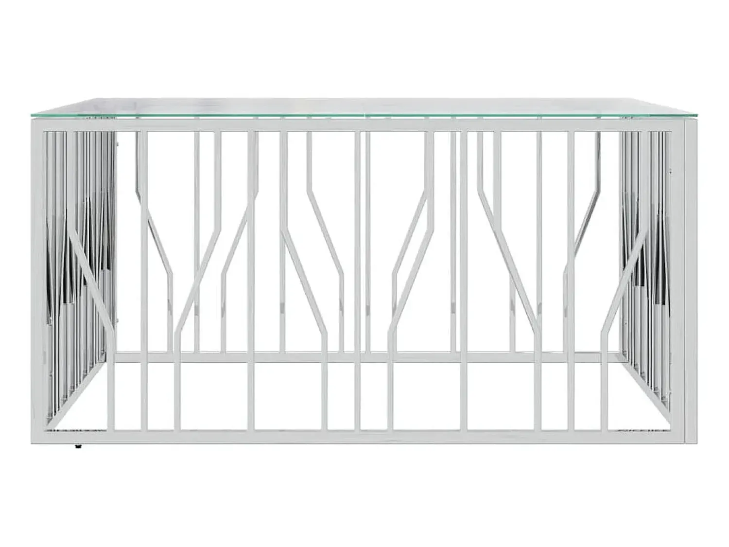 Mesa De Centro| Mesa de centro | Mesa de apoio | Mesa de café 100x100x50 cm aço inoxidável e vidro Prateado