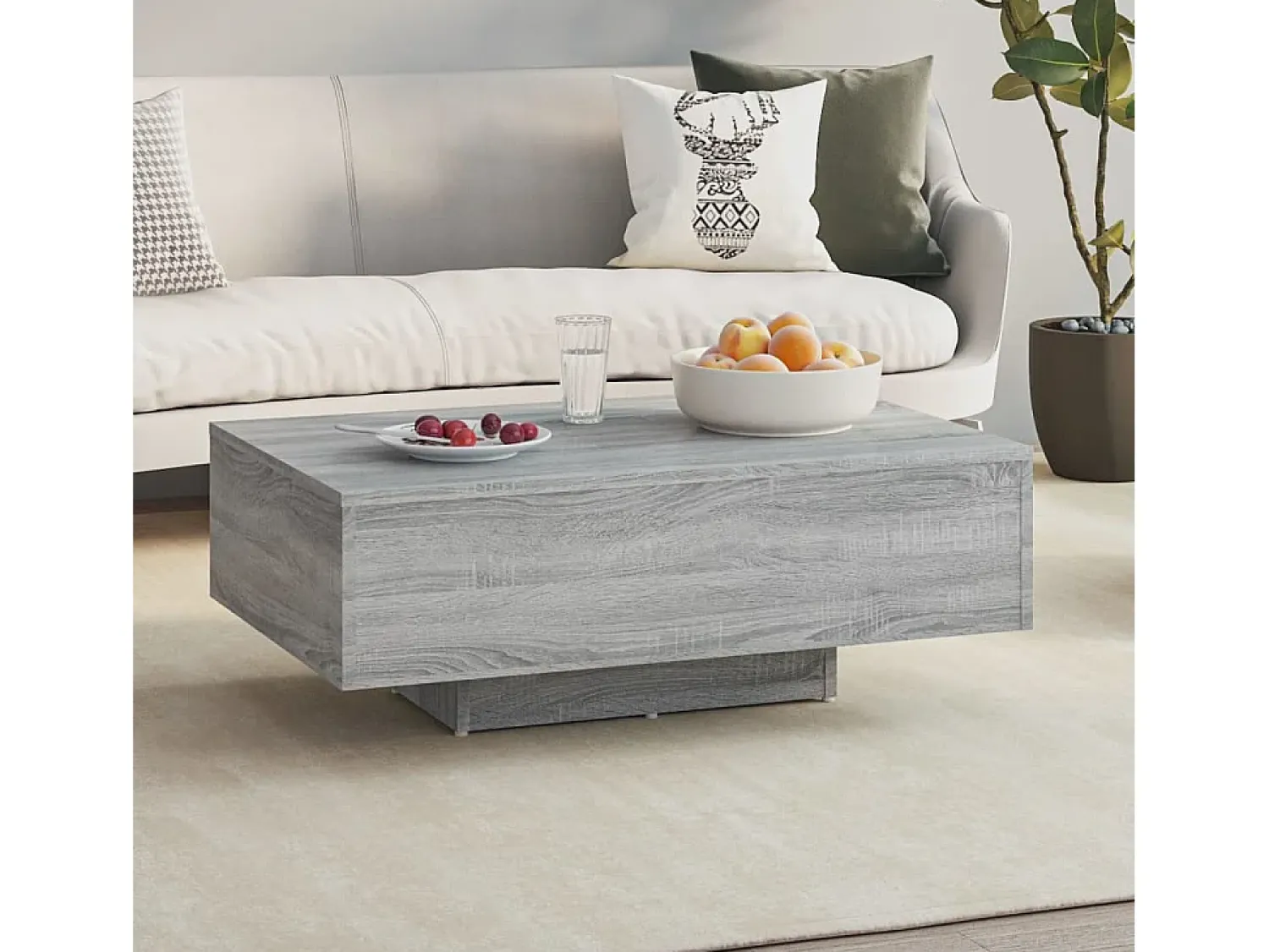 Mesa De Centro| Mesa de centro | Mesa de apoio 85x55x31 cm derivados de madeira sonoma Cinzento