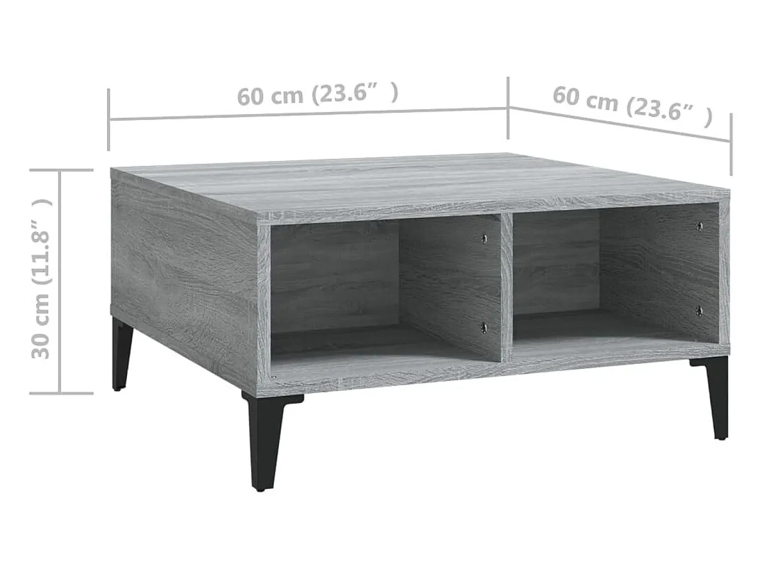 Mesa de centro | Mesa de apoio 60x60x30 cm derivados de madeira sonoma^ Mesa De Centro