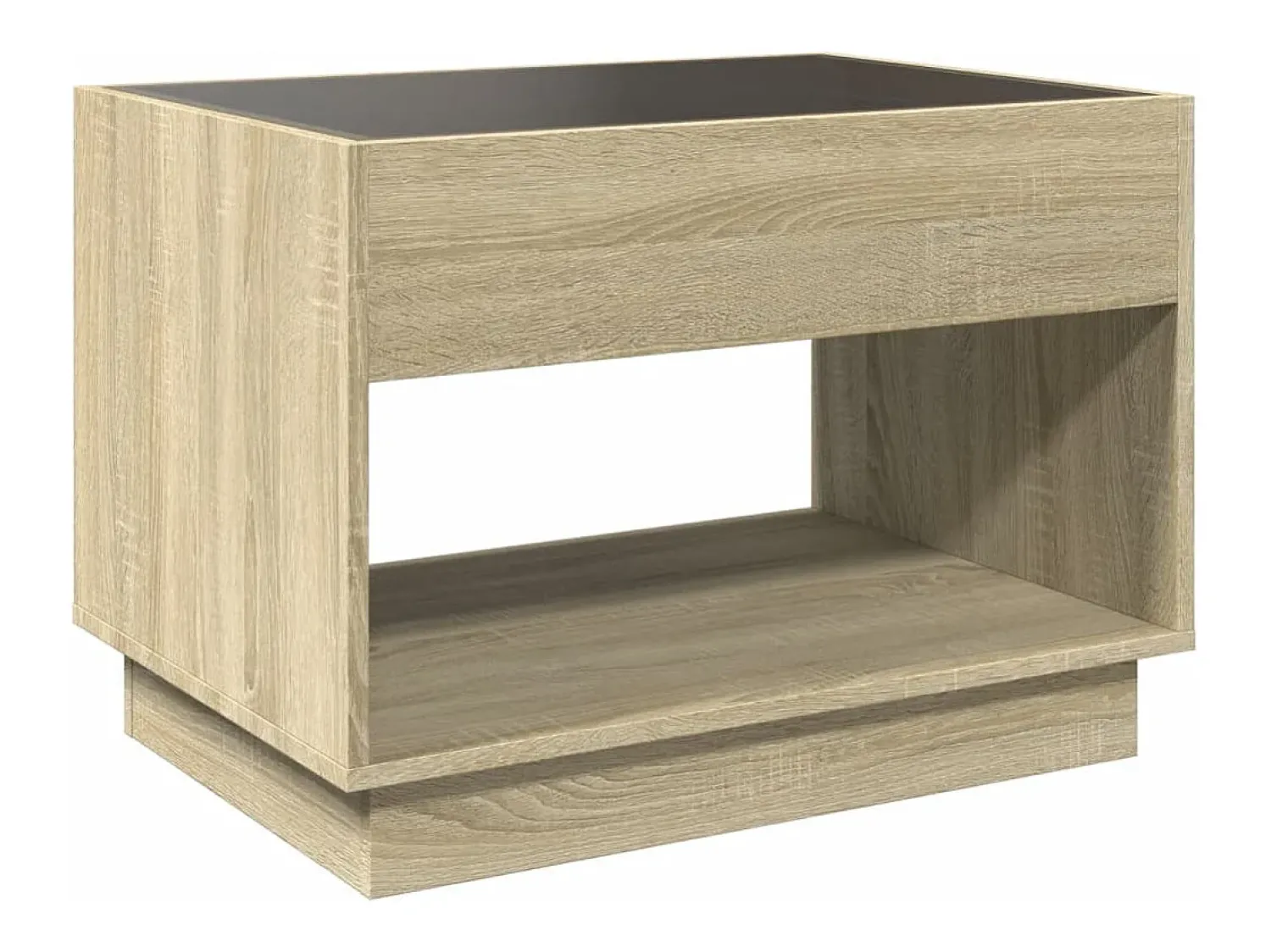 Mesa De Centro* Mesa de centro | Mesa de apoio luzes LED Infinity 70x50x50 cm carvalho sonoma Castanho