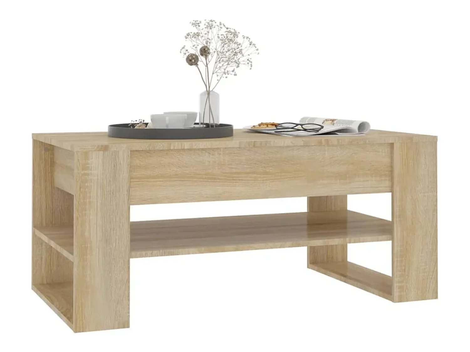 Best Mesa de centro | Mesa de apoio 102x55x45 cm madeira processada carvalho sonoma Castanho