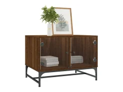 Mesa de centro | Mesa de apoio | Mesa de café c/ portas vidro 68.5x50x50 cm carvalho Castanho