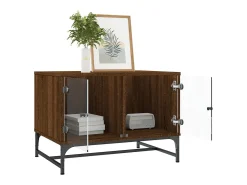 Mesa de centro | Mesa de apoio | Mesa de café c/ portas vidro 68.5x50x50 cm carvalho Castanho