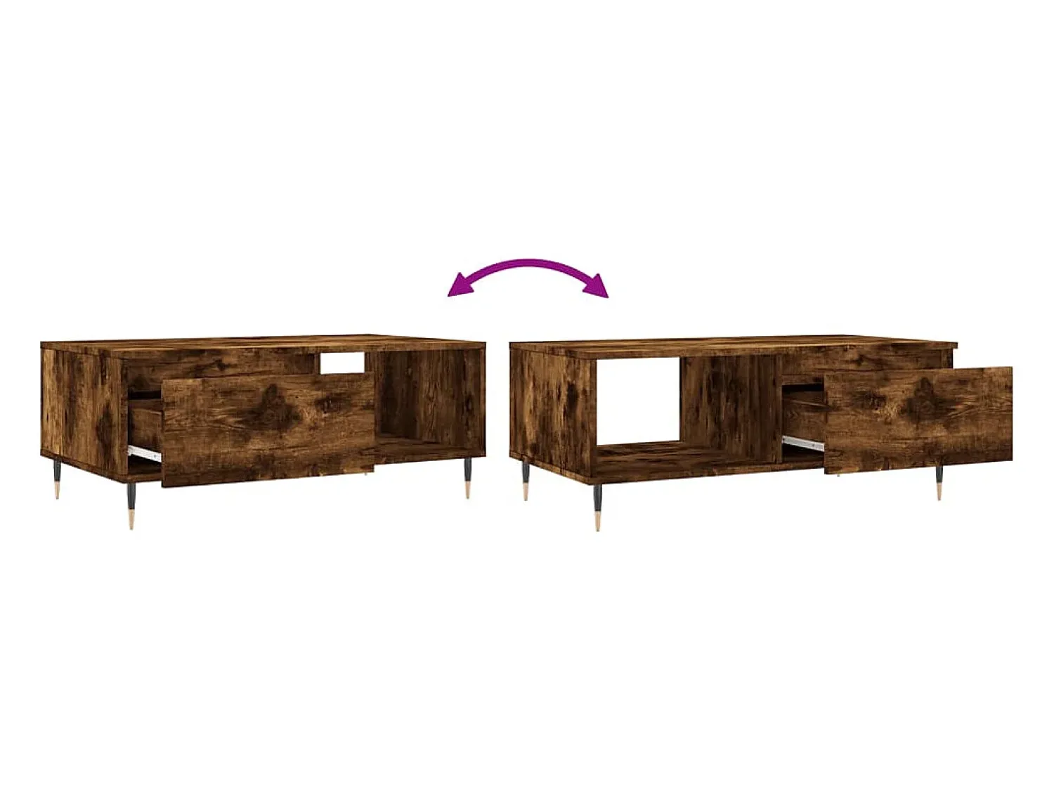 Online Mesa de centro | Mesa de apoio 90x50x36.5 cm derivados madeira carvalho fumado Castanho