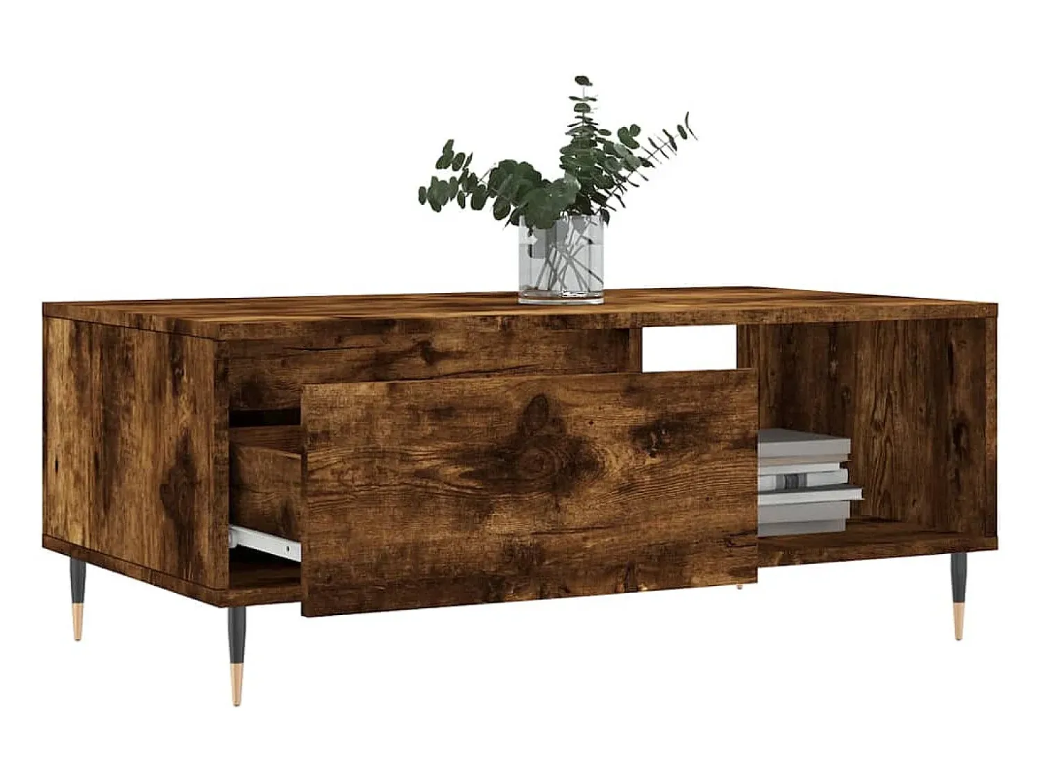 Online Mesa de centro | Mesa de apoio 90x50x36.5 cm derivados madeira carvalho fumado Castanho