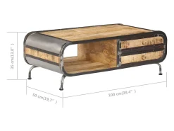 Online Mesa de centro | Mesa de apoio | Mesa de café 100x50x35 cm madeira de mangueira maciça Castanho