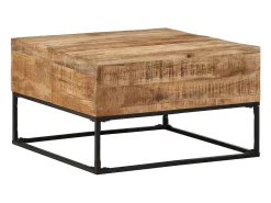 Mesa De Centro* Mesa de centro | Mesa de apoio | Mesa de café 68x68x41 cm madeira de mangueira áspera Castanho