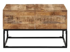 Mesa De Centro* Mesa de centro | Mesa de apoio | Mesa de café 68x68x41 cm madeira de mangueira áspera Castanho