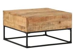 Mesa De Centro* Mesa de centro | Mesa de apoio | Mesa de café 68x68x41 cm madeira de mangueira áspera Castanho