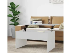 Mesa De Centro| Mesa de centro | Mesa de apoio 80x50.5x41.5 cm madeira processada Branco