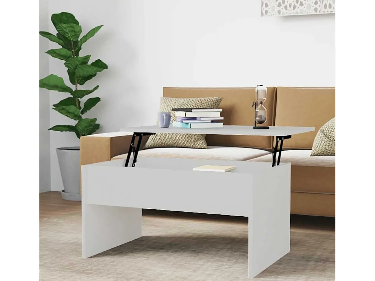 Mesa De Centro| Mesa de centro | Mesa de apoio 80x50.5x41.5 cm madeira processada Branco